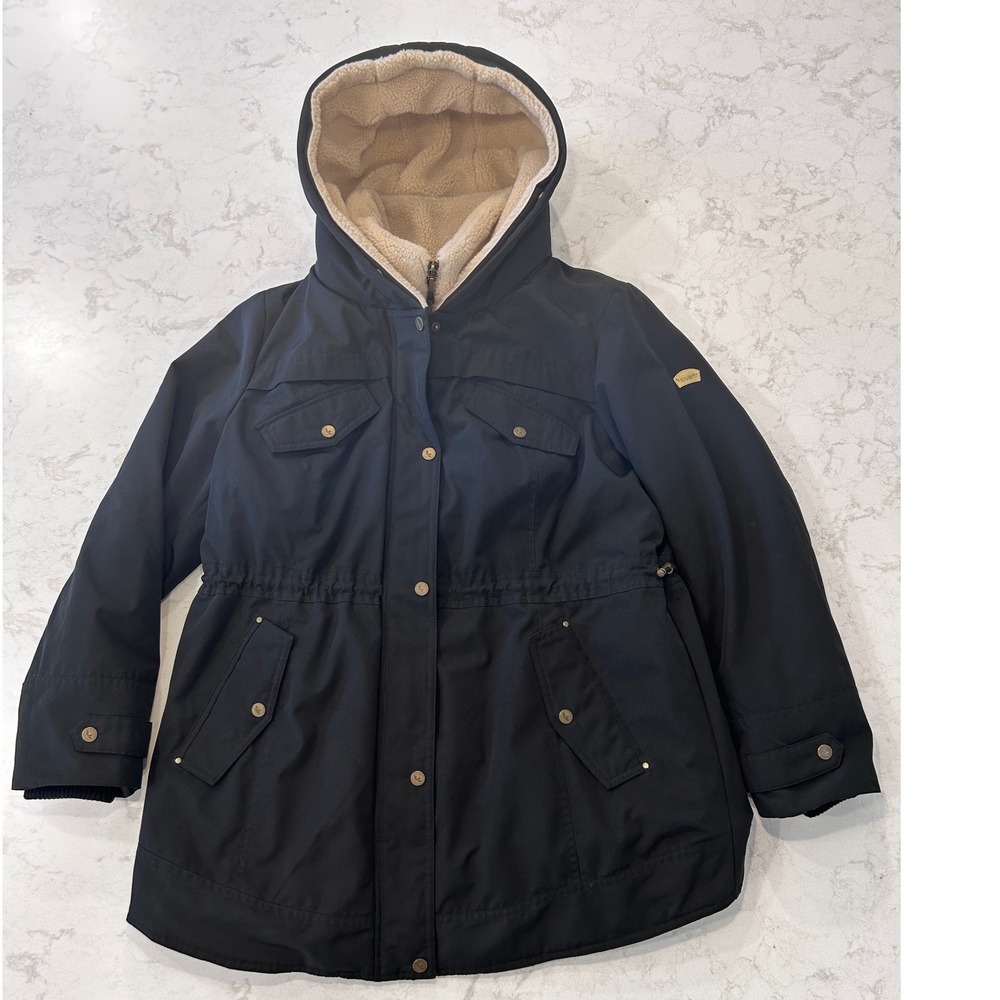 Koolaburra by UGG Womens Black Sherpa Lined Hooded Parka Utility Jacket Large - Picture 5 of 11